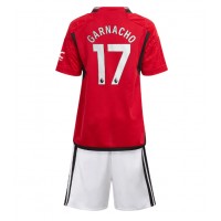 Dres Manchester United Alejandro Garnacho #17 Domaci za djecu 2023-24 Kratak Rukav (+ kratke hlače)